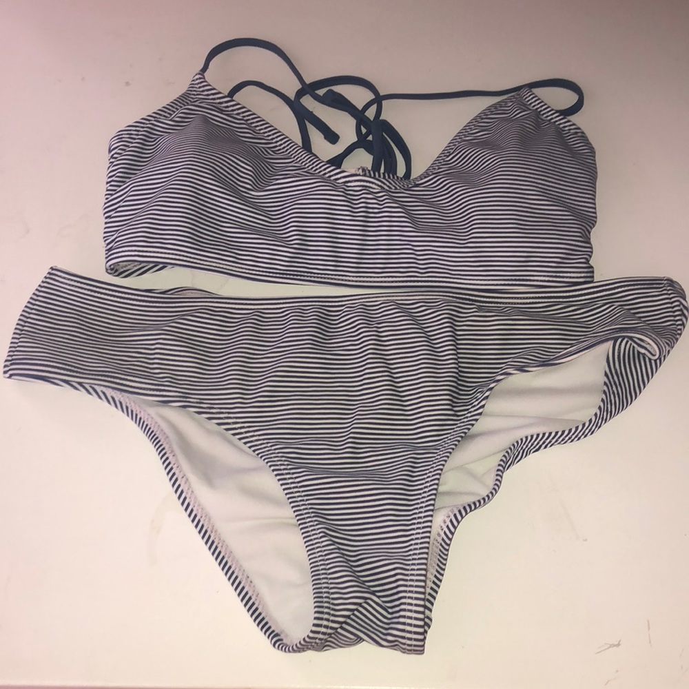 ☀️navy blue and white striped target bathing suit